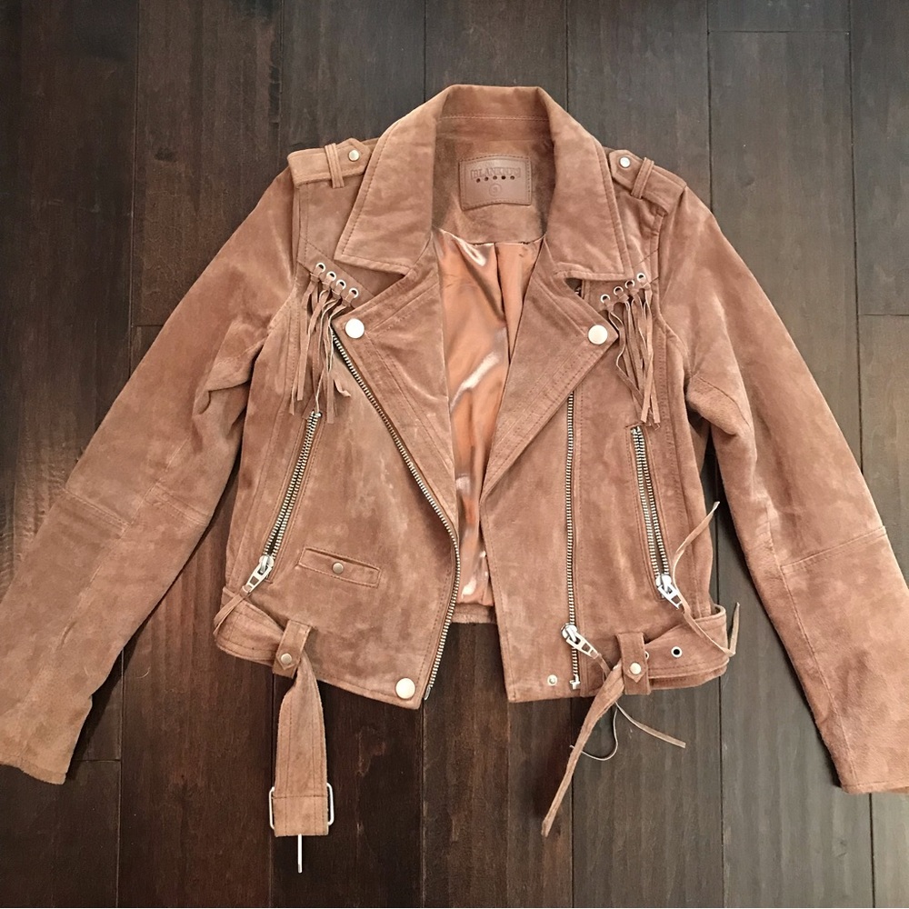 BLANKNYC Genuine Suede Taupe Moto Jacket